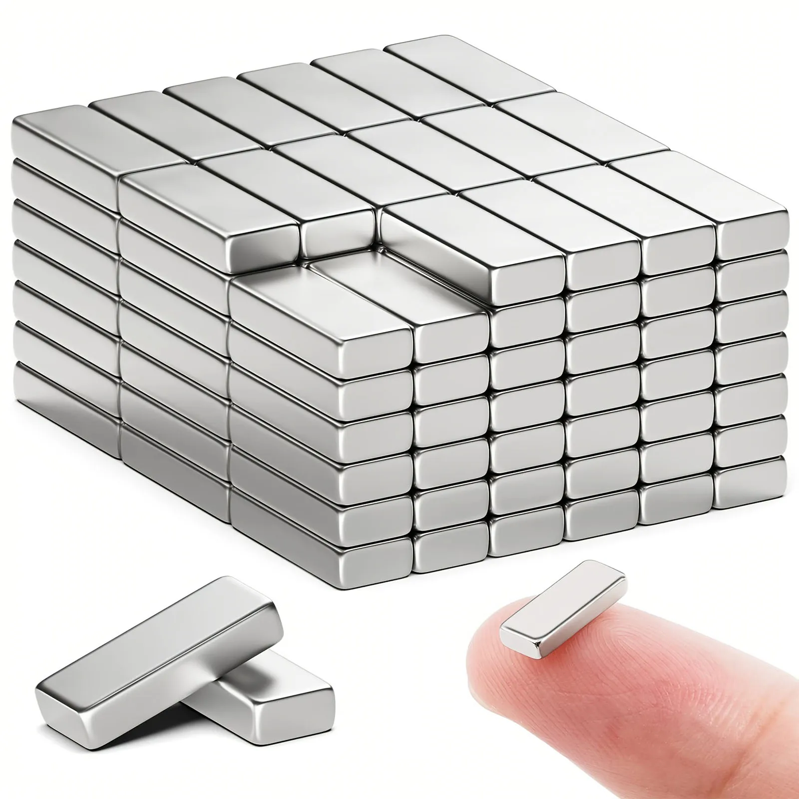 50/100Pcs 10x5x2mm Small Bar Magnets, Rare Earth Magnets for Crafts, Whiteboard, Fridge, Science, Office and DIY