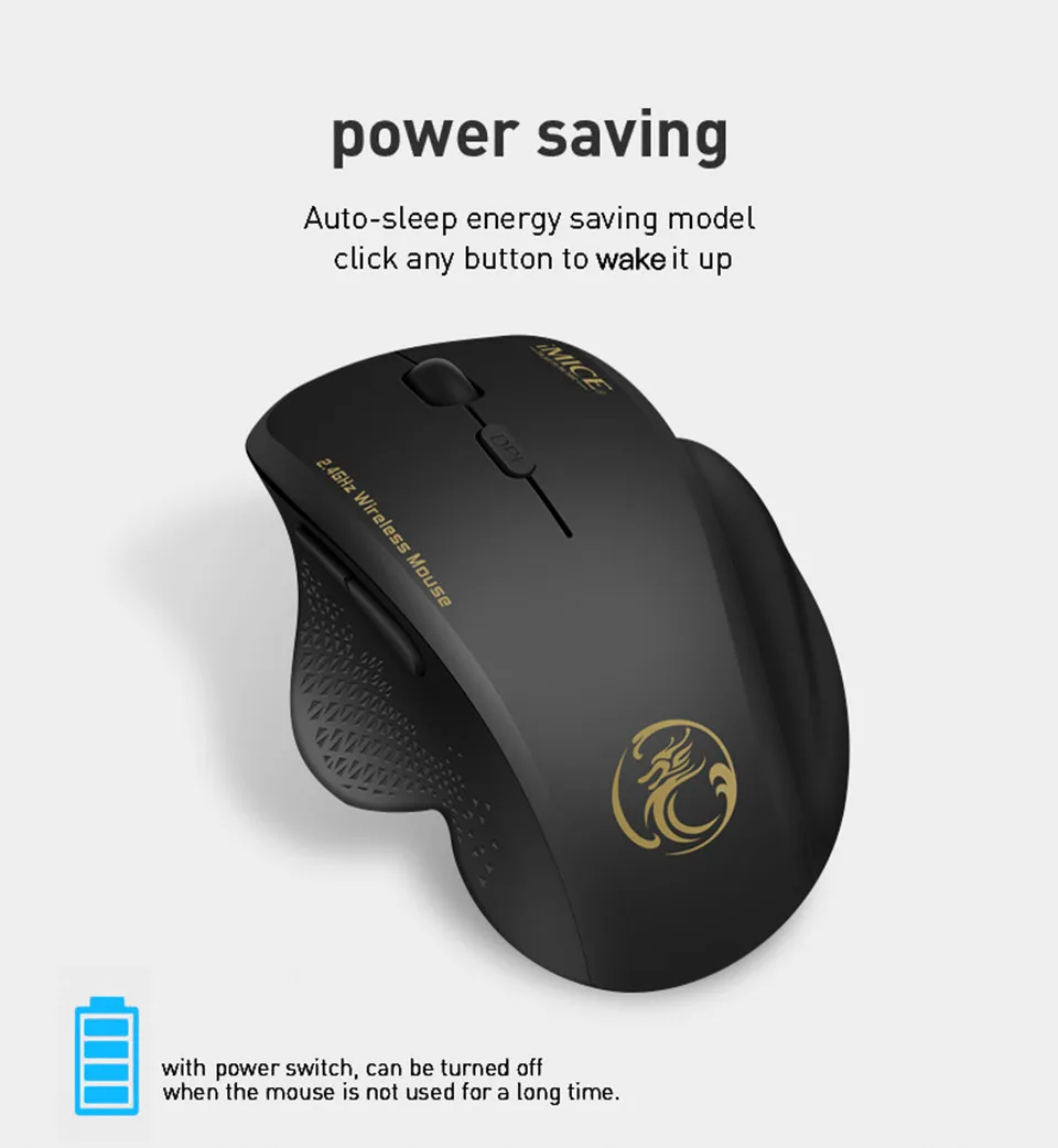 sem Fio Rato do Computador Rato Ergonômico Jogo de Rato 1600 Dpi Usb Óptico Mause Gamer pc Ratos Wirelesss para Computador Portátil 2.4g - Imagem 2