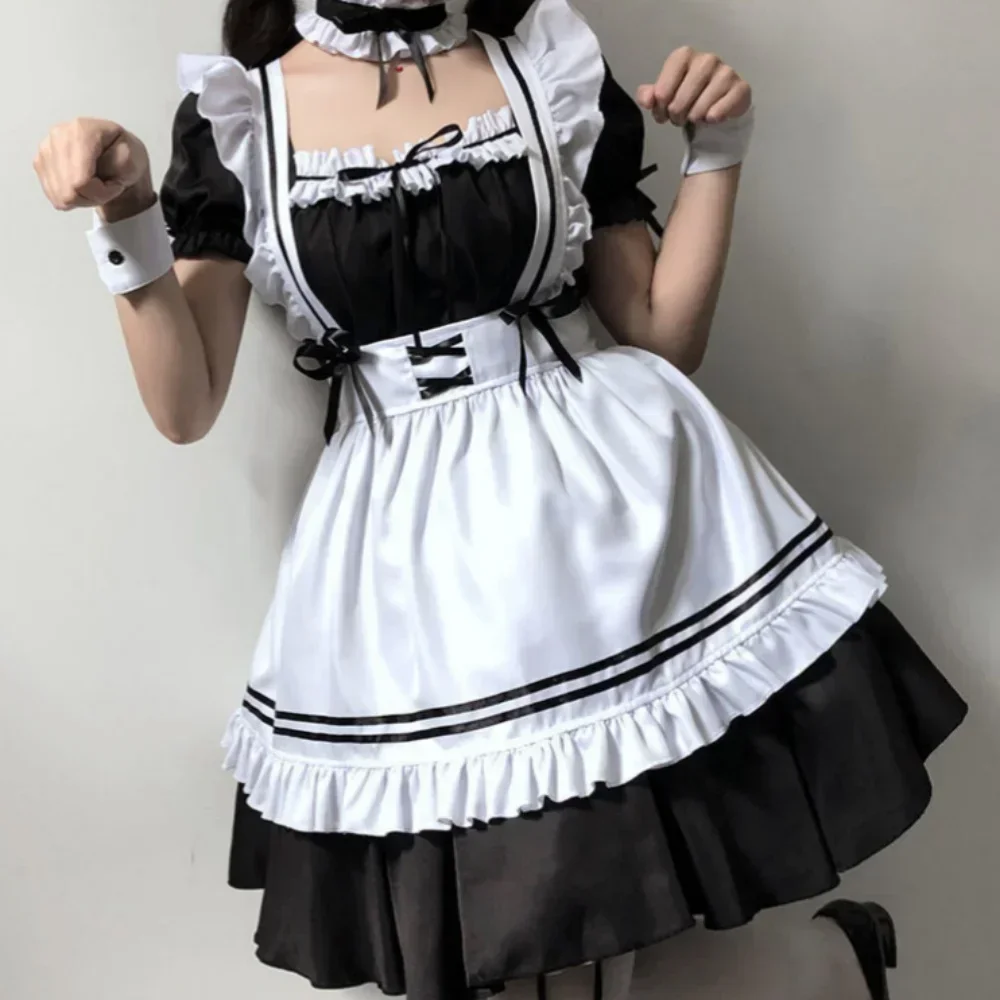 Cute Lolita Maid cosplay Costume Women Lovely Red Wine Sweet Maid anime Show Japan Outfit Dress Sexy Apron Uniform Party Skirt lolita cosplay costumes