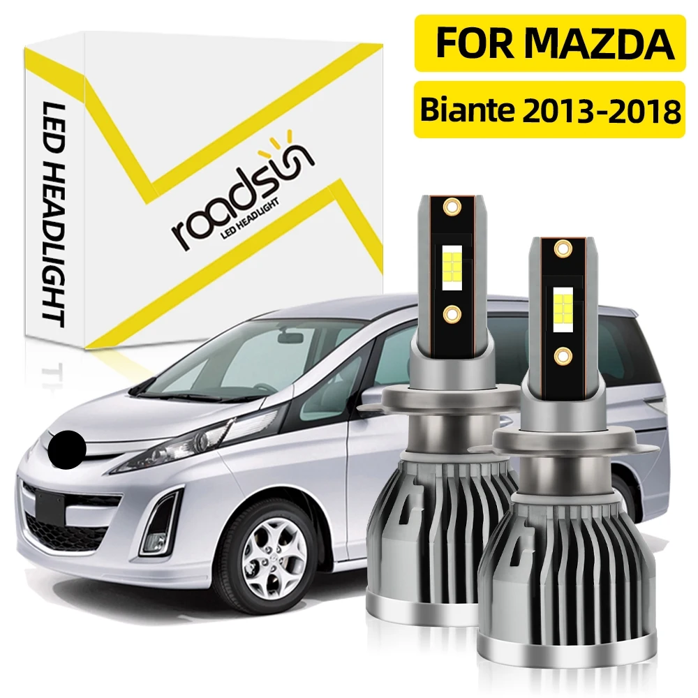 Mazda Biante 2013- Car LED Headlight Bulbs H7 High Low Beam Headlamp 6000K White 22000LM Bright Lampu Depan Kereta