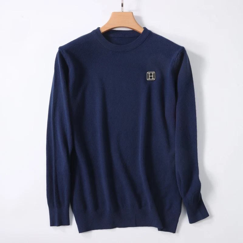 2025 maglione di cashmere autunno e inverno maglione di cashmere da uomo maglione da uomo ricamato lavorato a maglia maglione caldo con scollo a O 1