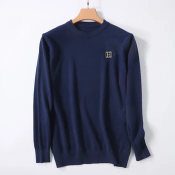 2025 maglione di cashmere autunno e inverno maglione di cashmere da uomo maglione da uomo ricamato lavorato a maglia maglione caldo con scollo a O 1