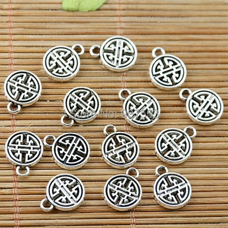 

30pcs Tibetan Silver Tone 2sided Round 10mm Hollow Charms EF1759 Charms for Jewelry Making