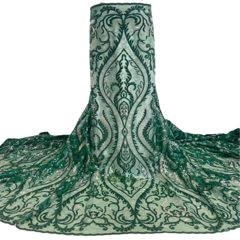 

Dark Green French Tulle Lace Fabric 2022 High Quality Embroidered African Net Laces Nigerian Fabrics With Sequins J9909