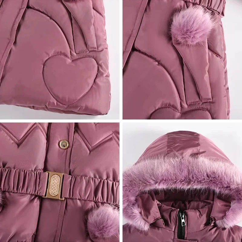Children Jackets Girls Coat 3 4 5 6 8 10 Years Winter Girls Coat Keep Warm Thicken Kids Jacket Hooded Zipper Fur Collar Princess Outerwear