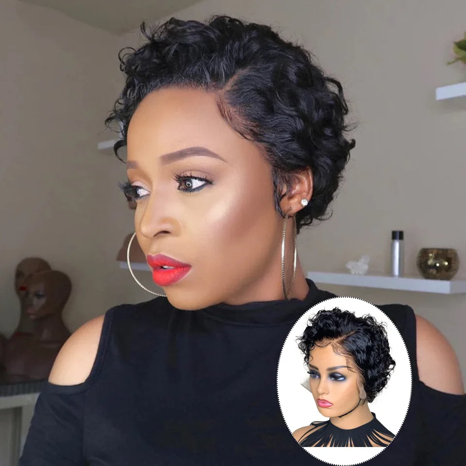 13x4x1Short Layered Pixie wigs Lace Frontal Wig Pixie Cut Lace Frontal Wigs for Women