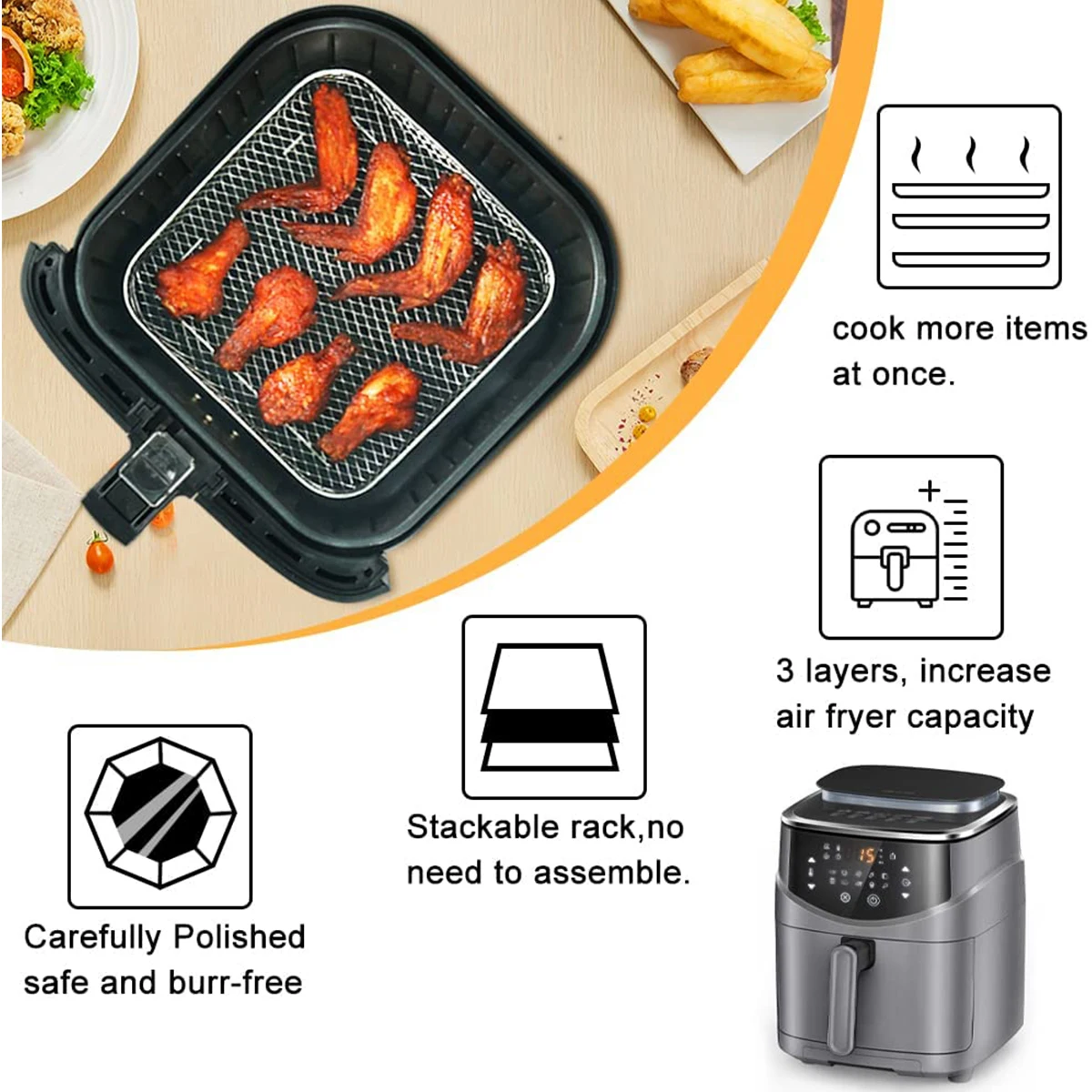 Stapelbare Heißluftfritteuse Racks Aus Edelstahl Als Dörrgestell_voghion.com