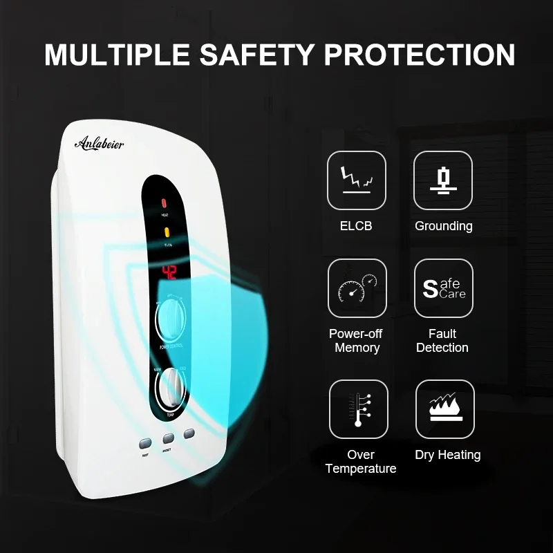220v Built-in Booster Pump Electric Tankless Instant Shower Water Heater With Pump