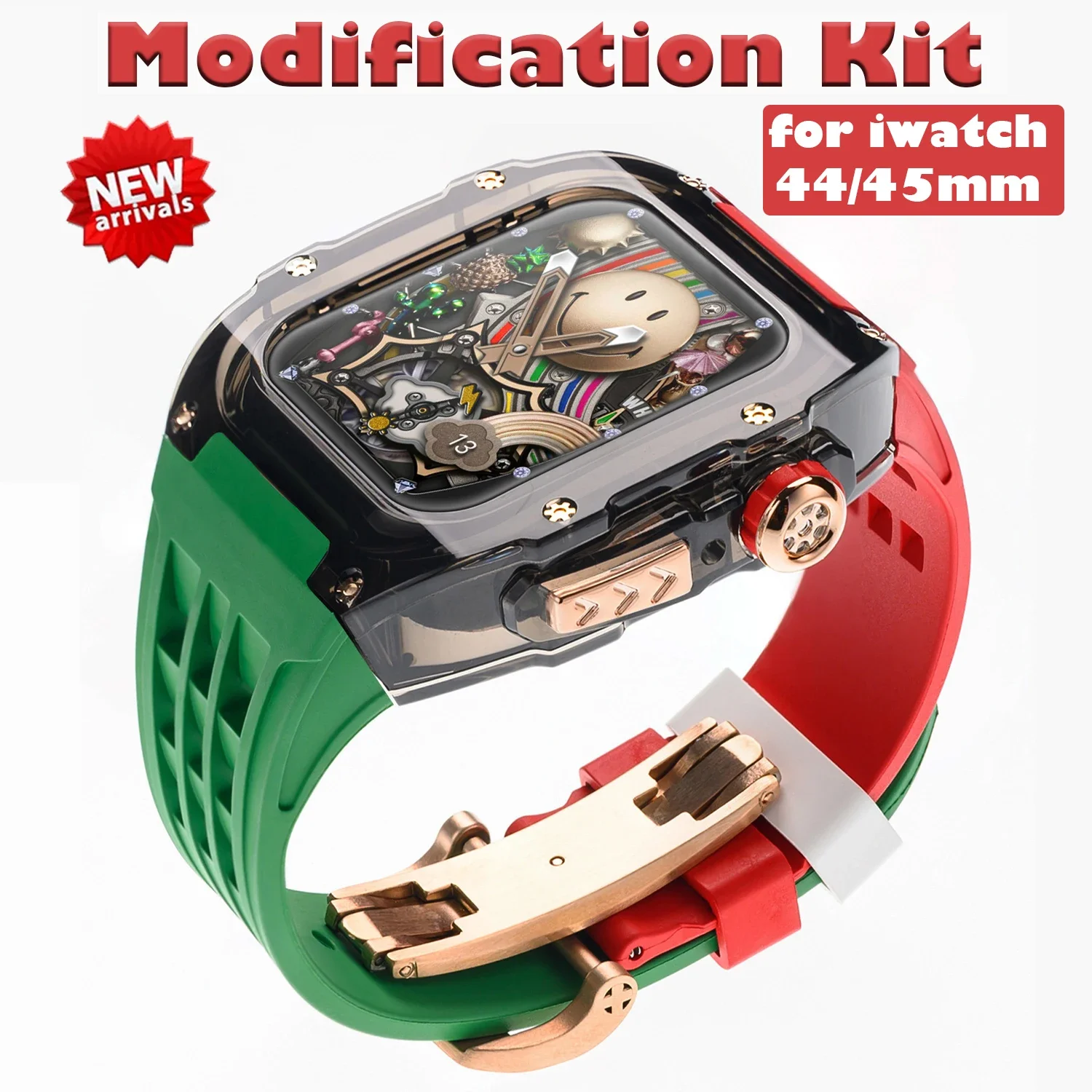 Transparent-Case-Strap-For-Apple-Watch-45MM-Band-Full-Cover-Bracelet ...