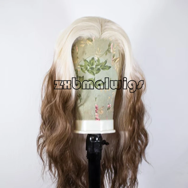 

Body Wave Synthetic Lace Wig Ombre Blonde to Brown Lace Front Wigs for Women Glueless Cosplay Party Wig Heat Resistant Wigs