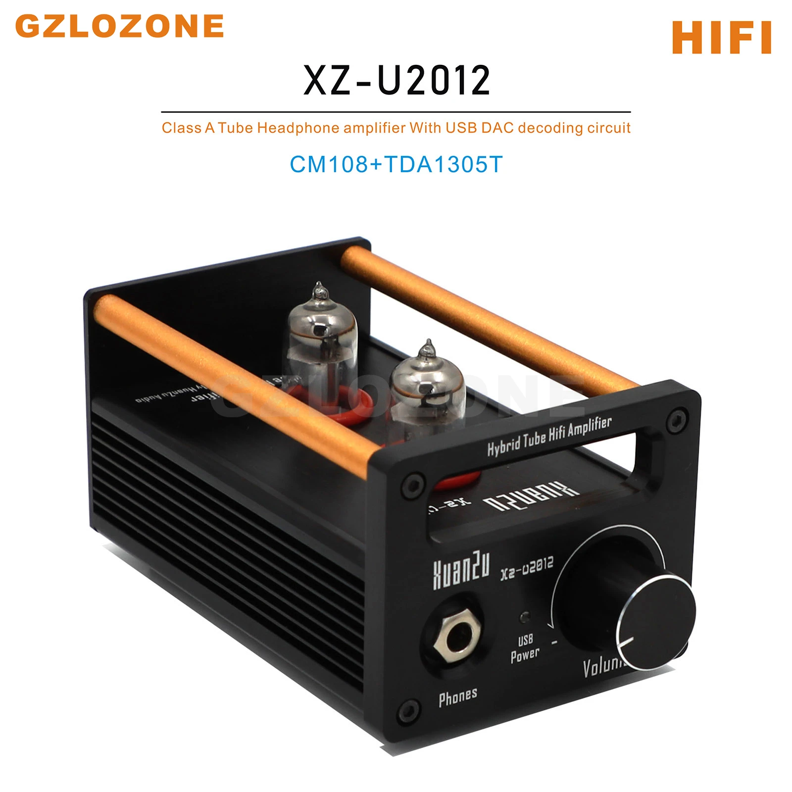 

XZ-U2012 HIFI Class A 2P2 Tube Headphone Amplifier with USB CM108+TDA1305T DAC Decoding Circuit