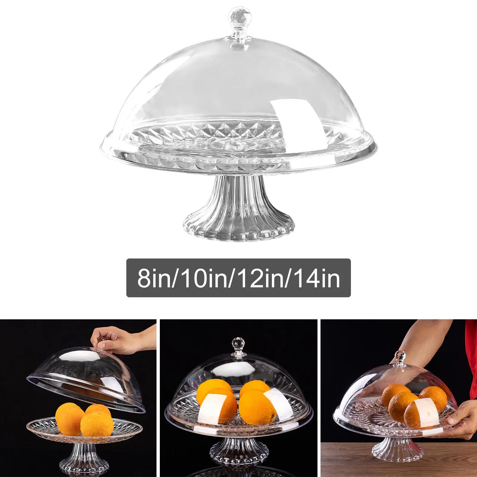 Cake Stand Cake Plate with Cover Durable Cake Tray Snack Thickened Transparent Portable Dust Proof Stand for Festivals Kitchens