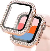 Coque en film diamant et film guatémaltèque pour Apple Watch, housse de protection en verre pour iWatch Series 8, 7, 6, 5, 4, 3, SE, 45mm, 41mm, 44mm, 42mm, 40mm 1