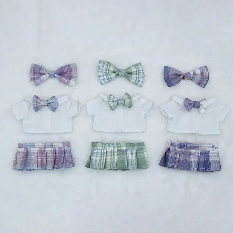 

10cm 20cm baby clothes JK skirt suit 15cm Cotton doll clothes figure-bow tie pleated skirt doll clothes doll accessories