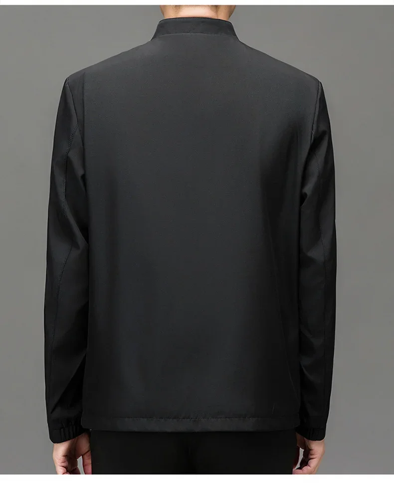 BROWON Brand Mens Daily Jacket Casual Solid Color Stand Collar Work Business Wear-resistant Autumn Jacket for Male Commuting