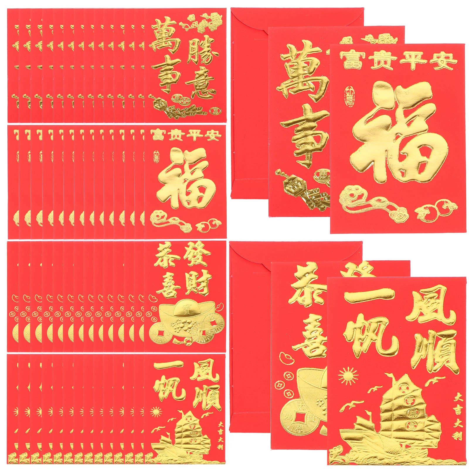 160Pcs Chinese New Year Red Envelopes Spring HongBao Money Pocket Paper Red Packet Spring Festival Money pouches Dragon