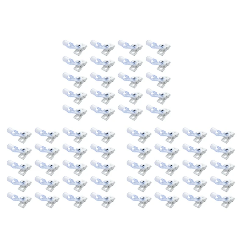 

60 Pcs Plastic ID Card Name Tag Holder Badge Strap Clip White Clear