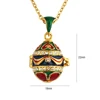Enamel HandMade Jewelry Can Open Brass Vintage Egg Pendant Crystal Necklace Gift To Women Girls Apple Inside Christmas 5