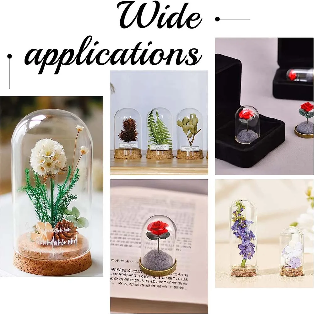 Cloche Bell Jar Glass Display Dome Cork Base Mini Glass Bottles Flower Storage Home Party Decor