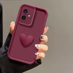 Love Heart Matte Soft Phone Case - Fashionable and Soft Protective Cover for Moto G Pure (Wine)