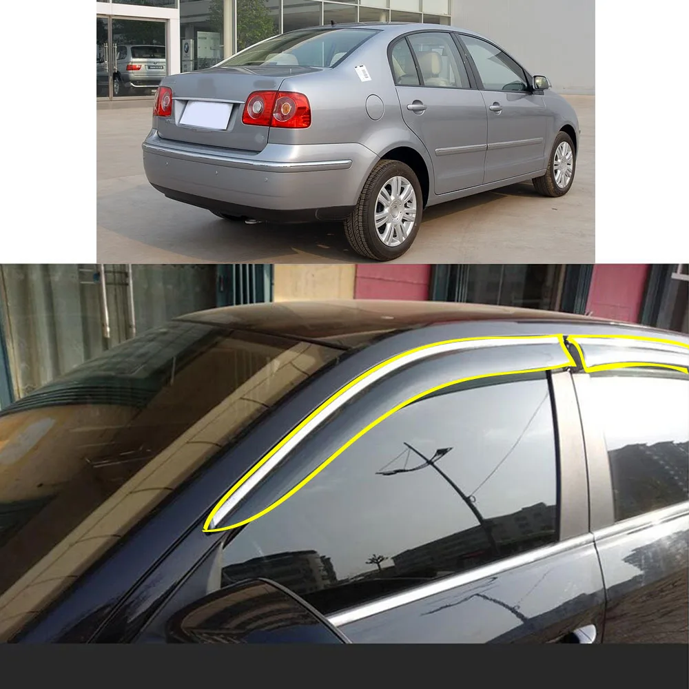 Auto Aufkleber Kunststoff Fenster Glas Wind Visor Regen/Sonnenschutz Vent Für Vw Volkswagen Polo Limousine 2005-2006 2007 2008 2009 2010 2011