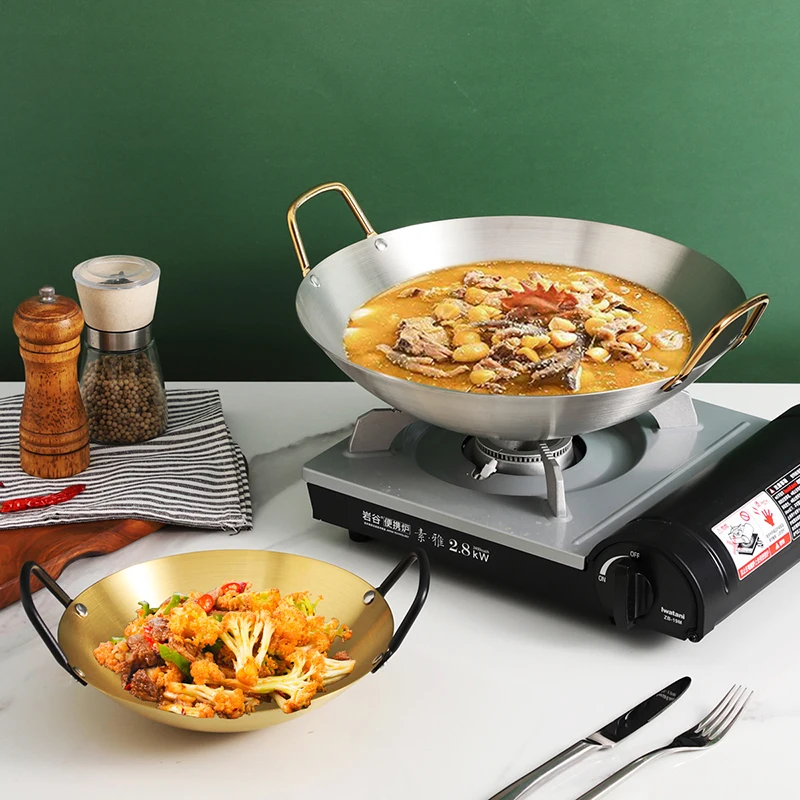 Stainless steel dry pot Thickened golden ear alcohol furnace Household non stick pan Small hotpot Golden Dry Pot pots and pans