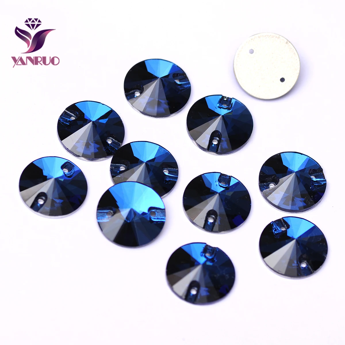 

YANRUO Sapphire 3200 Rivoli Crystal Швейные Стразы с плоским основанием, Стразы для шитья, камни, стеклянные кристаллы синего цвета