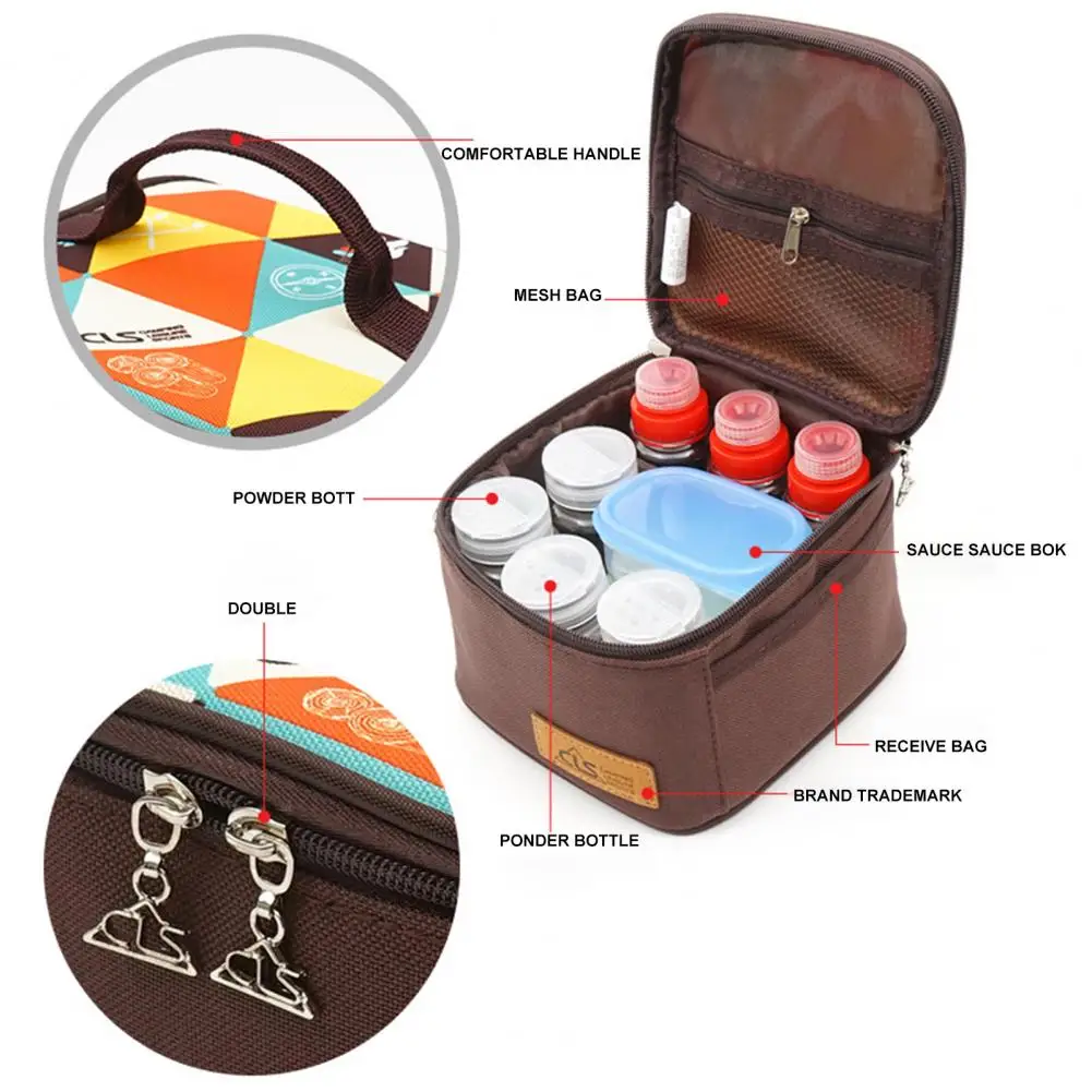 1 Set Spice Jar Storage Bag Large Capacity Waterproof Seasoning Storage Spice Salt Sauce Oil Travel Bottle Container Camping Su
