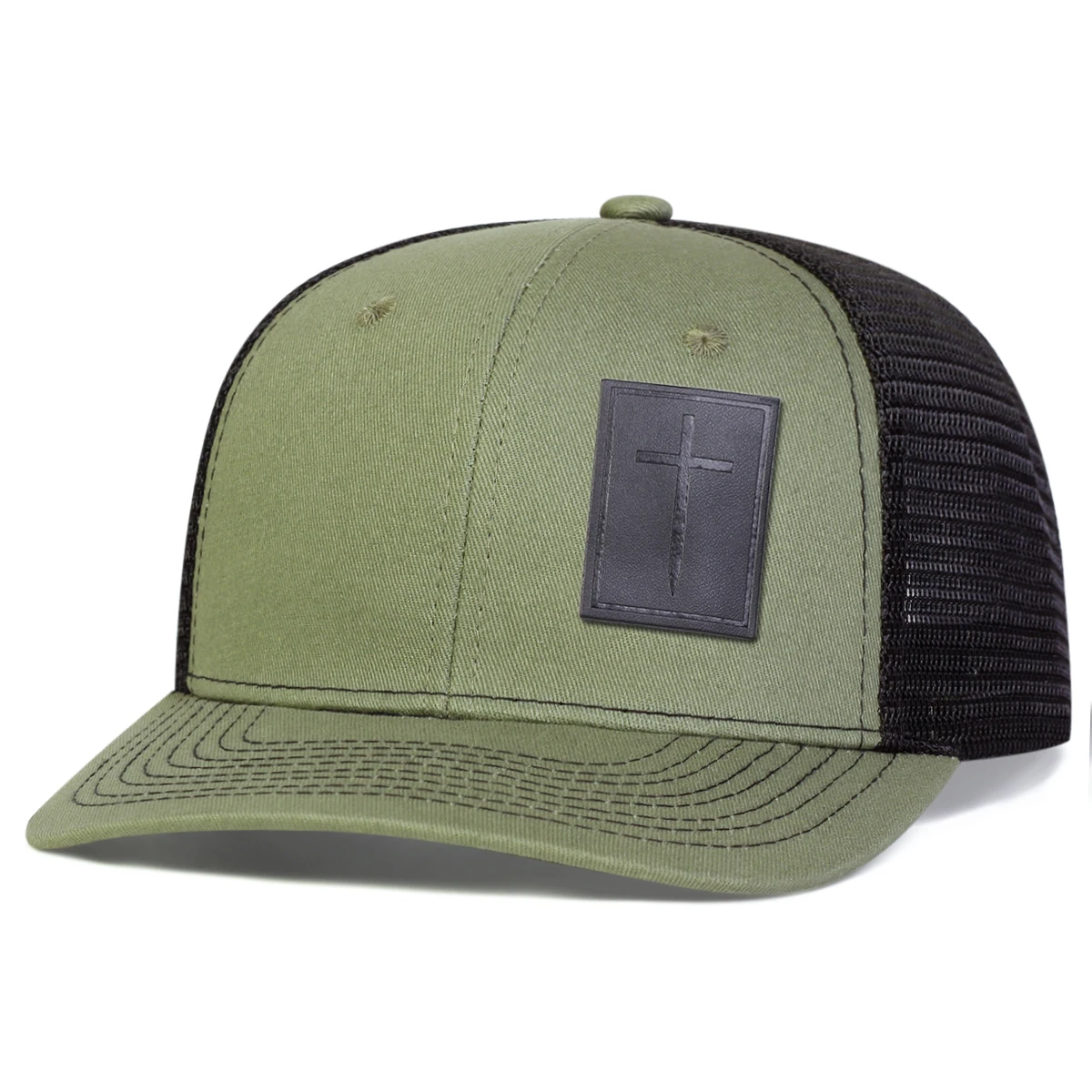 Unisex Cross Baseball-Netzkappen aus schwarzem Leder mit Etikett, für Frühling und Sommer, für den Außenbereich, verstellbare Freizeithüte, Papa-Hut, Sonnenschutzhut – Detail 6