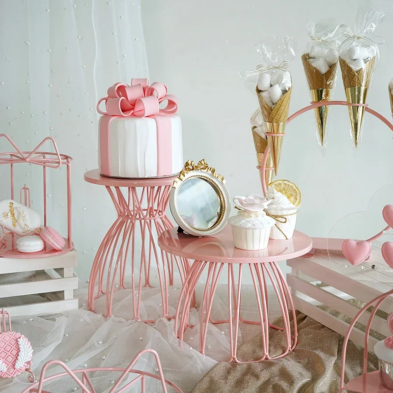 Pink Princess Wedding Birthday Girl Baby Shower Party Cake Food Cupcake Stands Holder Cake Plates Baking Bakeware Dinnerware