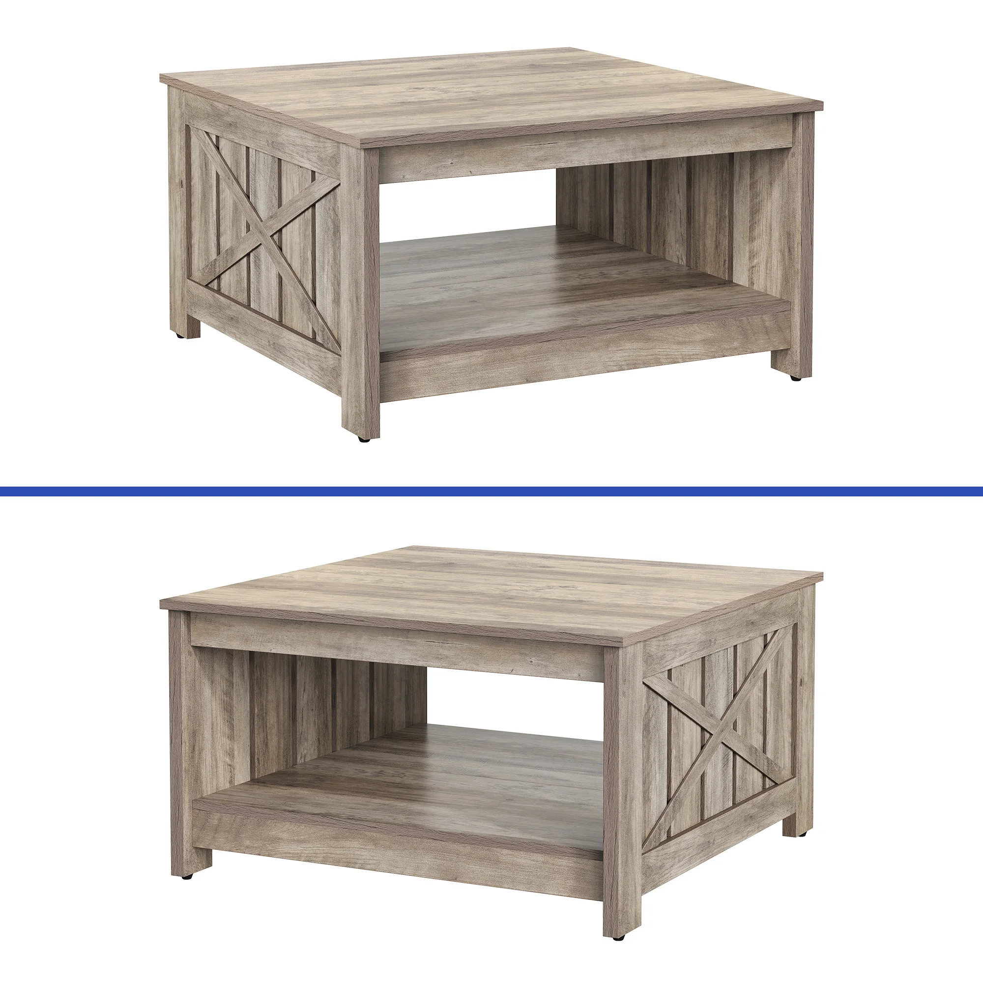 Coffee Table Farmhouse Coffee Table with Storage Rustic Wood Cocktail Table,