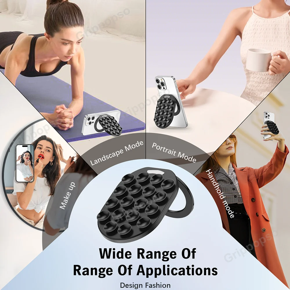 Grippopso Suction Cup Phone Mount For Magsafe Phone Grip Silicone Suction Phone Stand For iPhone For Samsung Cellphone Grip Hold — view 6