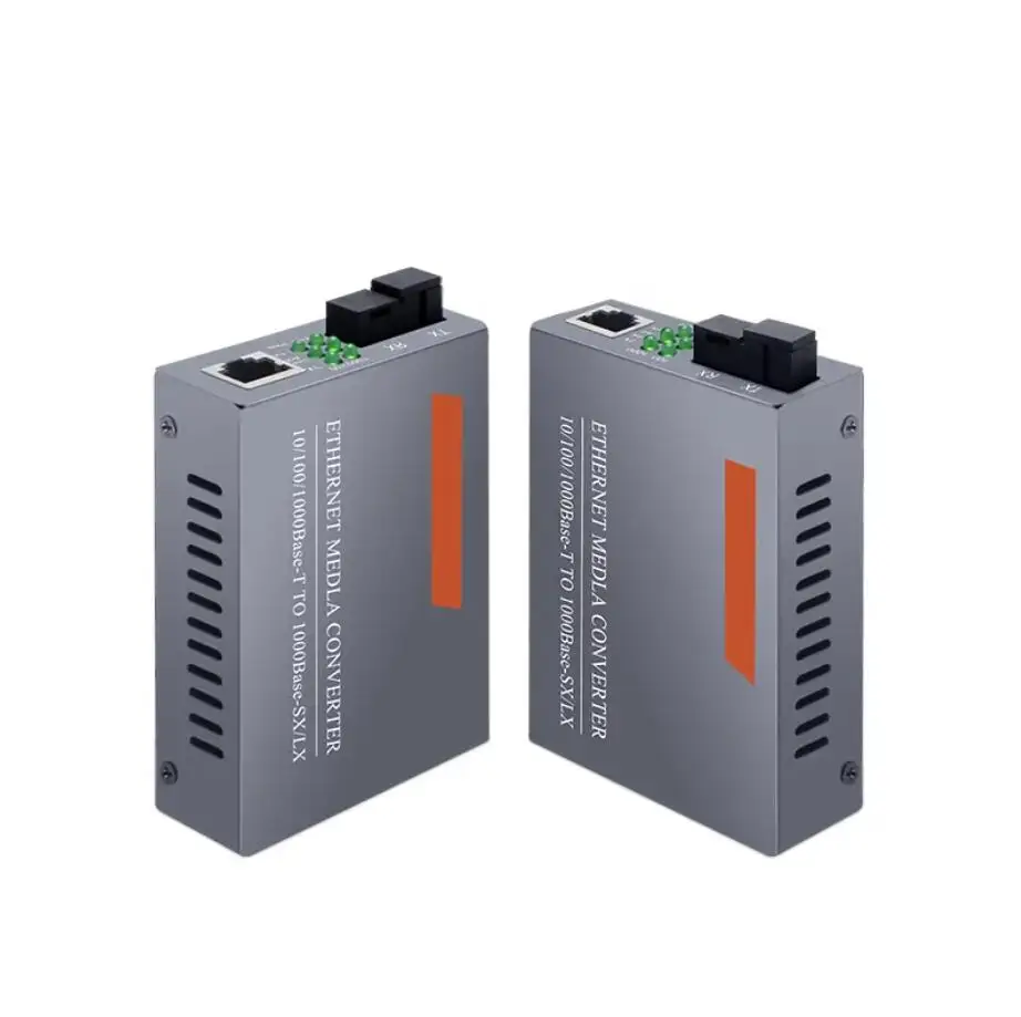 Convertidor de transceptor de medios de fibra óptica, adaptador de corriente de 5V 1A, 1000Mbps, puerto Gigabit SC, 3KM o 20km, HTB-GS-03 AB, 1 par