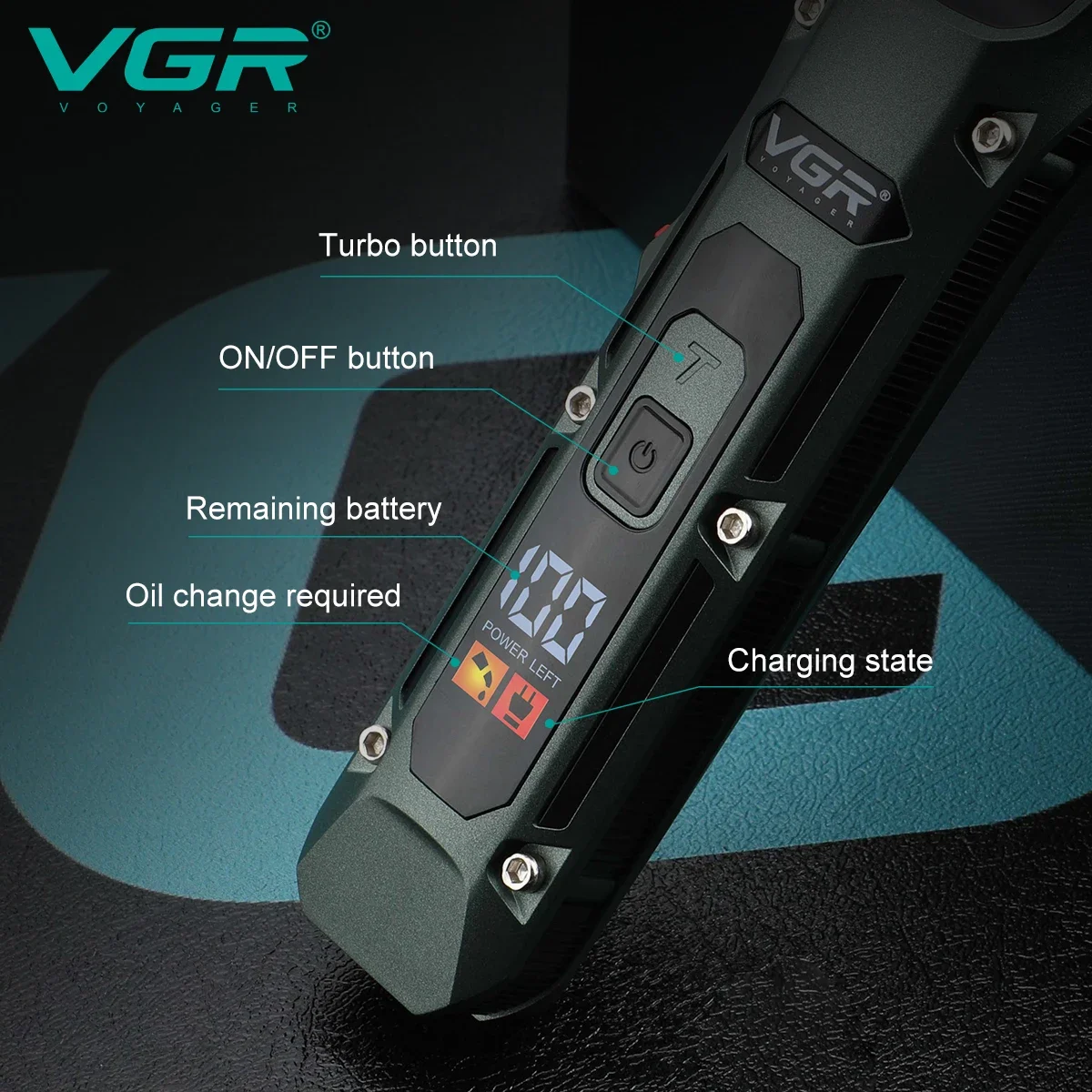 VGR Trimmer Cordless Cutting hine Professional Hair Electric Barber Digital Display Clipper for Men V-696_voghion.com