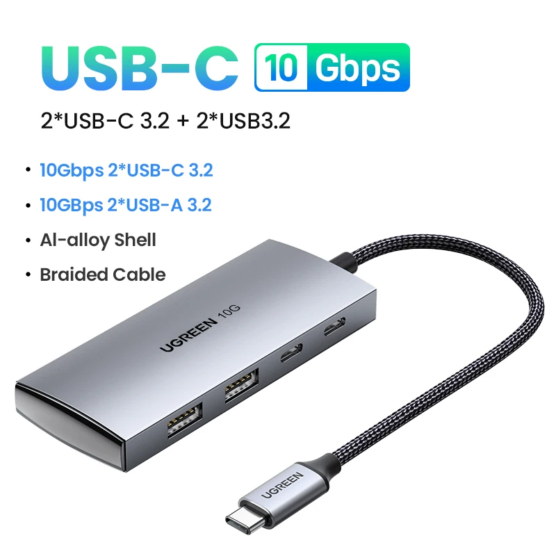 Ugreen Usb Hub 10gbps Tipo-c 3.2 Gen2 Usb Divisor Usb c Usb um Hub Porta Usb 3.2 para Macbook Pro tipo de ar Adaptador Multiport c - Imagem 2