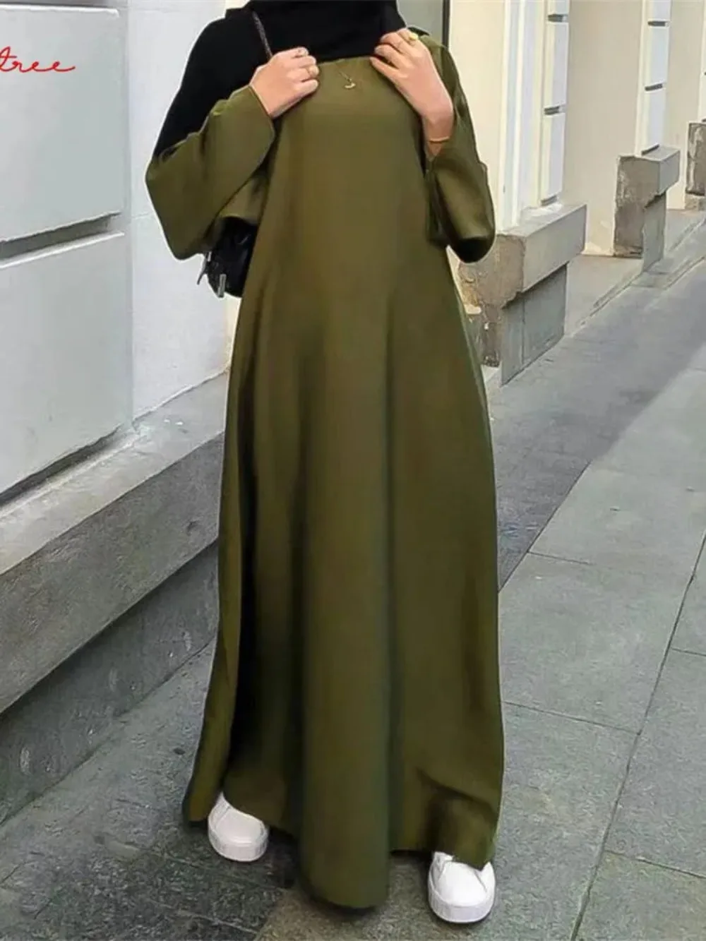 

Satin Muslim dress with flare sleeve, soft and shiny abaya, Dubai, Dubai, Turkey, Turkey, wy921, fashion