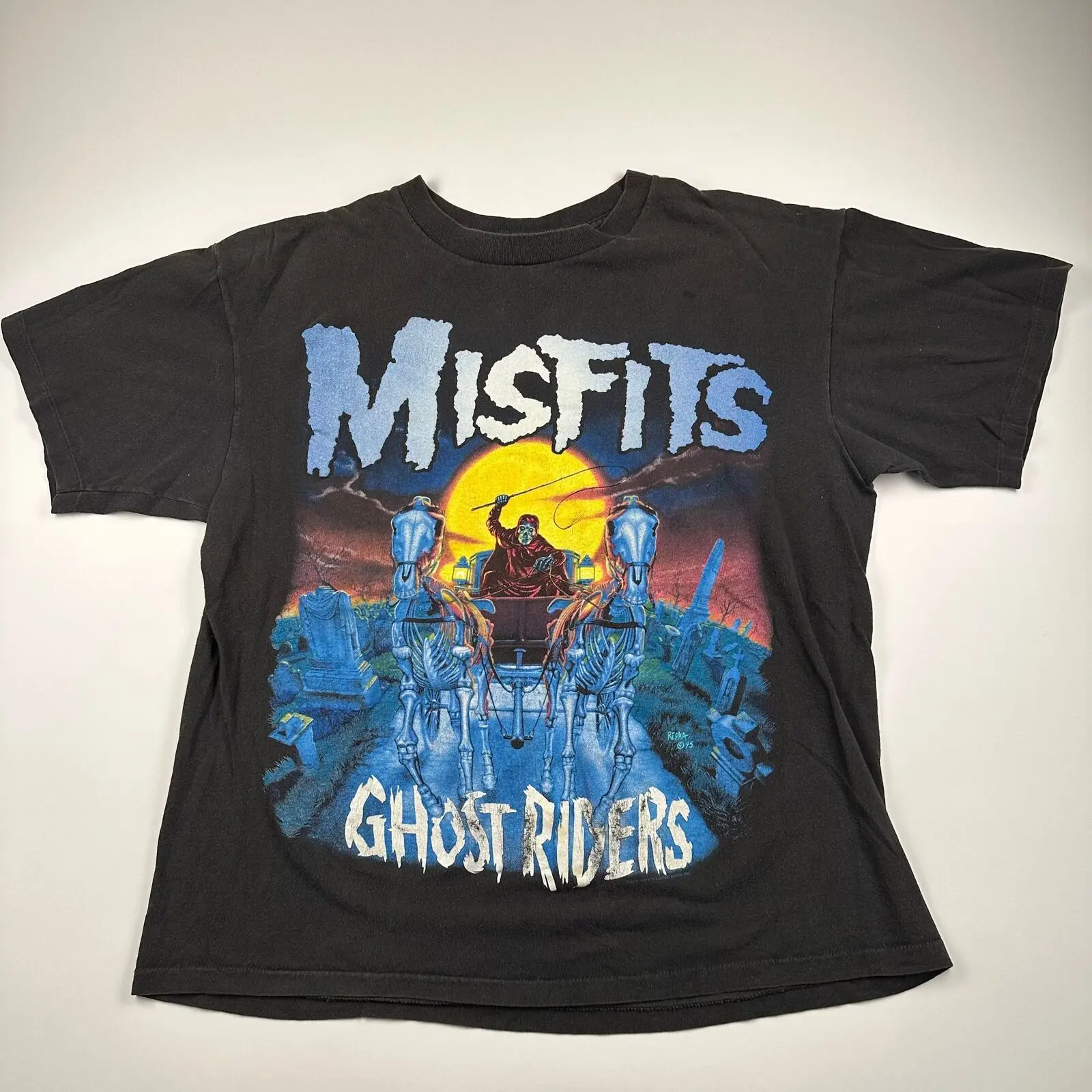 Maglietta Vintage 1995 Misfits Xl Ghost Riders Maniche Lunghe O Corte
