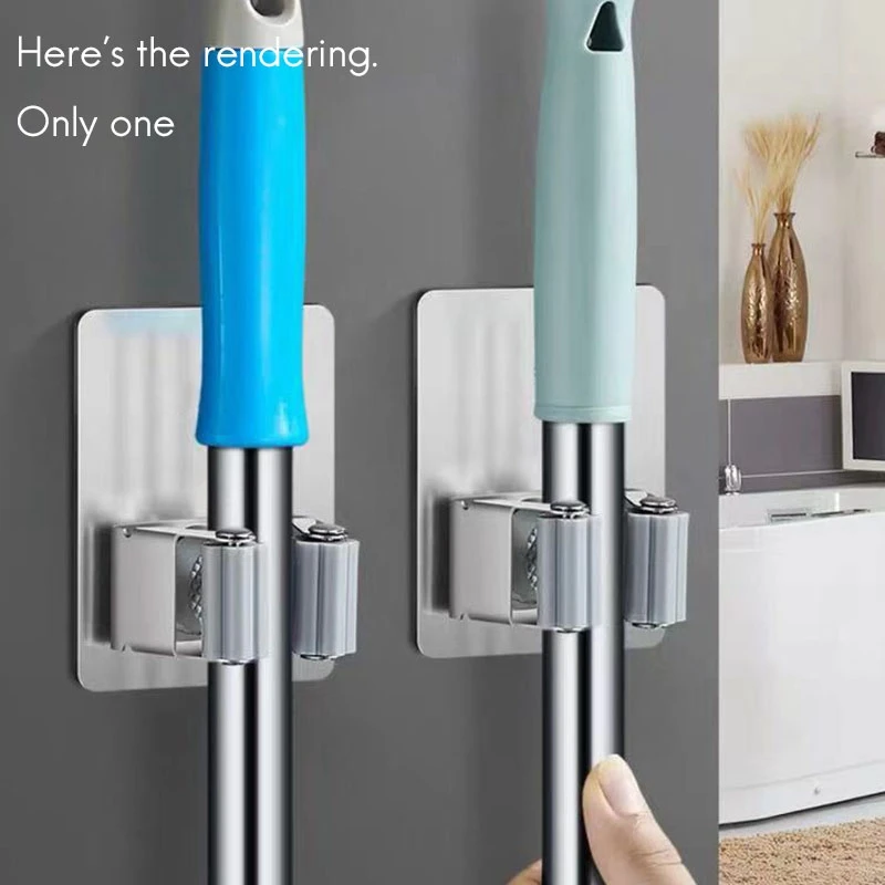 

Broom Holder Wall Mounted Mop Household Adhesive Storage Hooks Hanger Kitchen Bathroom Organizer Suction Hanging Pipe Promotion
