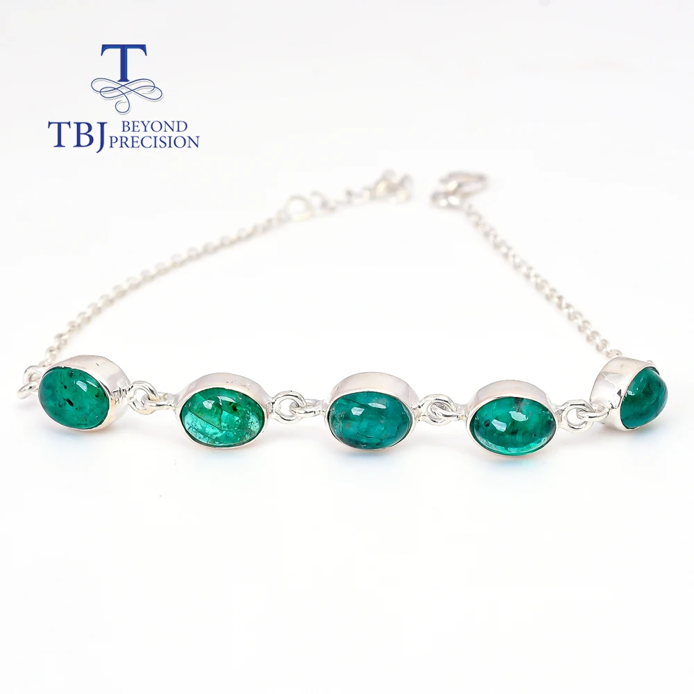 

Handmade Natural emerald Bracelet 6.22ct gemstone Women fine jewelry 925 sterling silver anniversary birthday gift