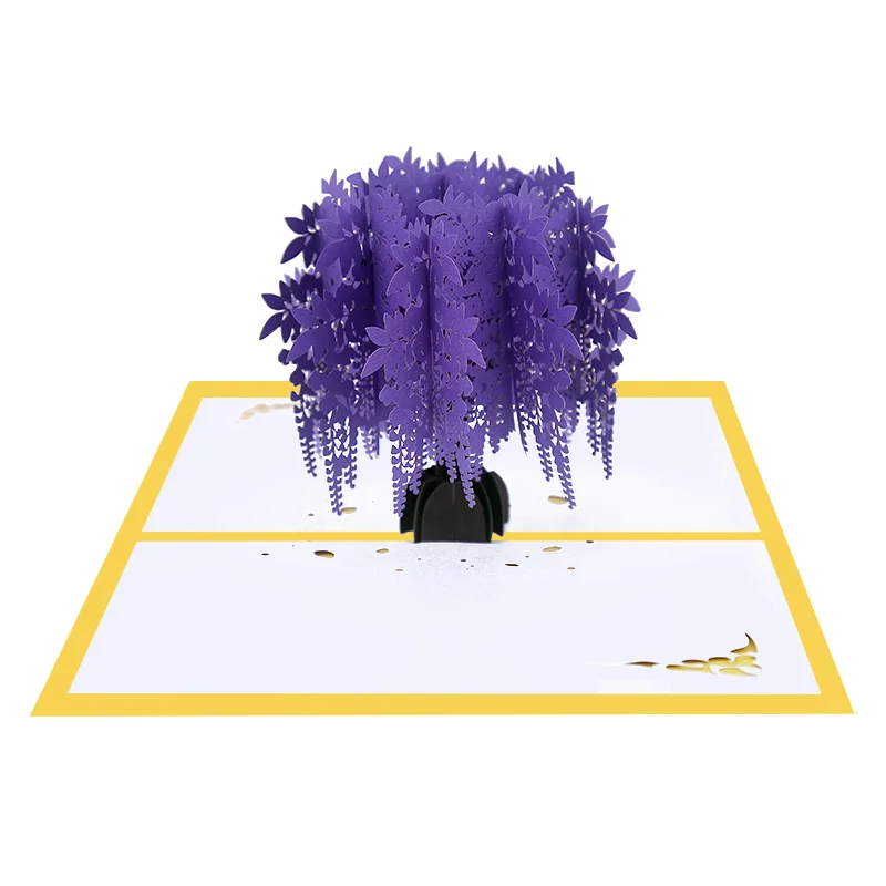 Romantic 3D Wisteria Pop Up Greeting Card, Valentine's Day, Flowers, Wedding Invitation, Gift, Sympathy Card, Blessing Card
