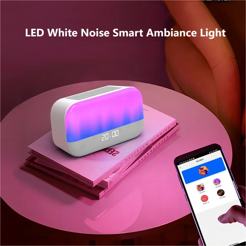 

AKIMID LED White Noise Smart Sleeping Lamp Voice Control Dazzling Colorful Light Bluetooth Speaker Ambient Light for Bedroom