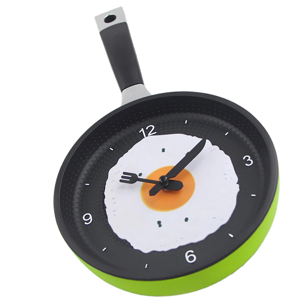 Frying Pan with Fried Eggs Design Wall Clock, 9x8inch for Kitchen,Living Room,Bedroom Decor 5