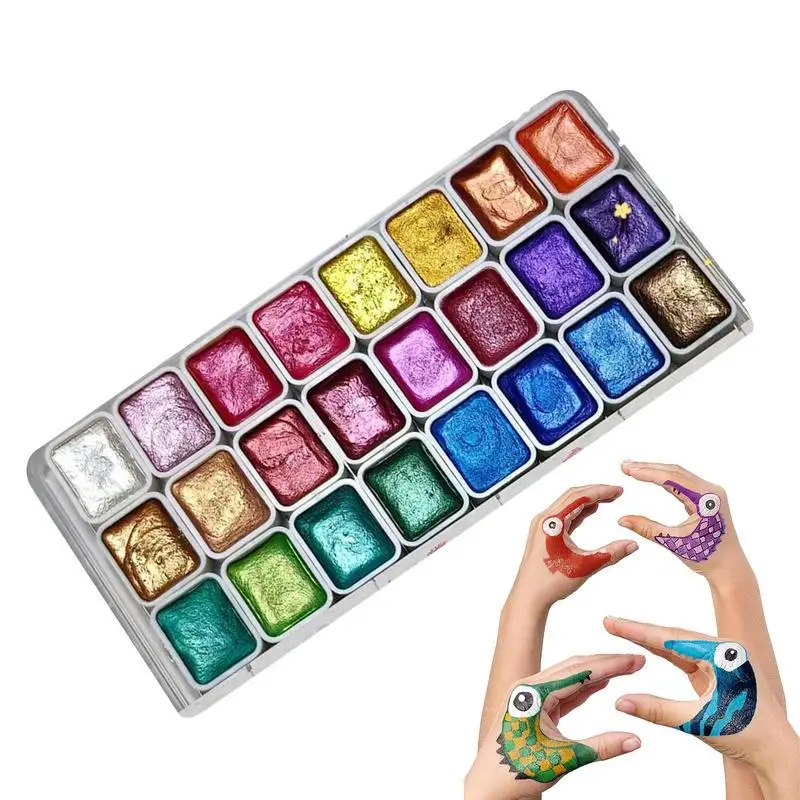 Watercolor Painting Set Art Pearlescent Painting Kit Palette Finely Ground Crafts Painting Kits For Professional Artists