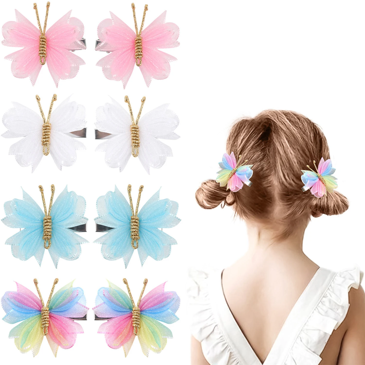 

2Pcs Cute Y2K Butterfly Hair Clips For Girls Sweet Kids Hairpins Barrette Summer Headwear Hair Accessories Hair Ornament Clip