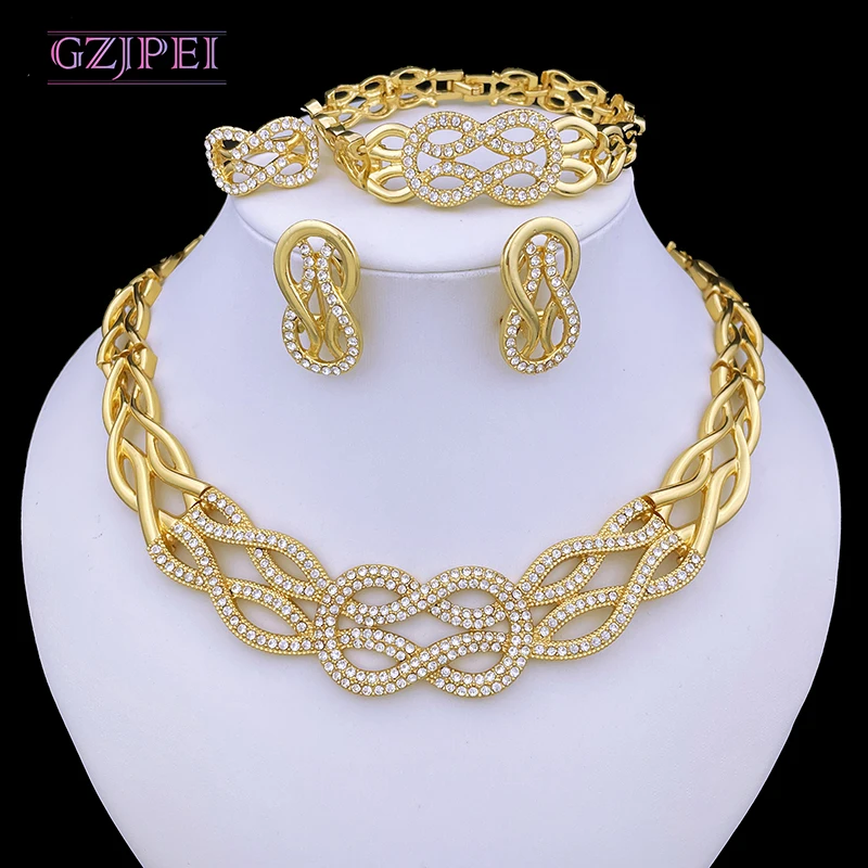 Italian Gold Plated Jewelry Set Women Necklace Sets Simple Stylish