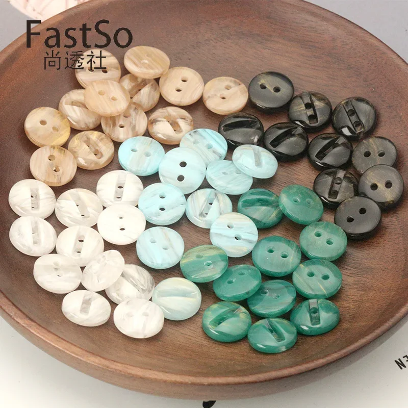 10pcs 11mm 수지 셔츠 단추 의류 바느질 럭셔리 작은 스웨터 카디건 스커트 녹색 파란색 액세서리 2 구멍