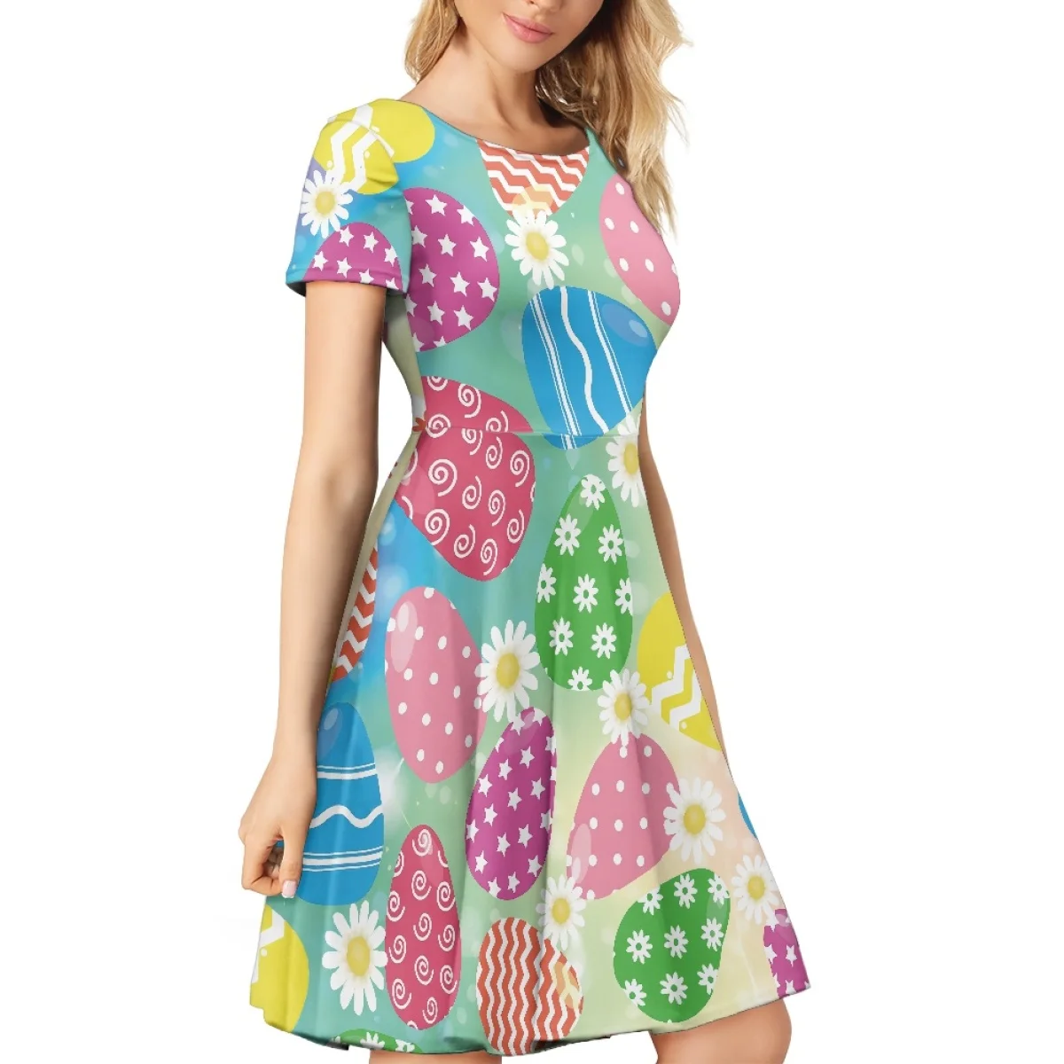 

HYCOOL Happy Easter Dress Colorful Easter Egg Graphic Sexy Dresses Women Fashion Sundress Summer Printed Dress Vestidos 2023 New