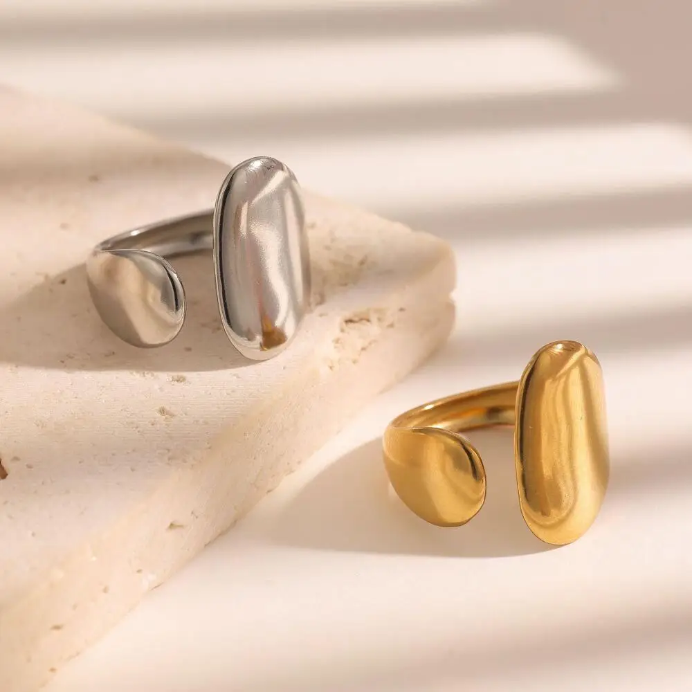Anelli Lisci in Acciaio Inossidabile Stile Retrò per Donna e Uomo, Anello Punk Geometrico Irregolare Apribile, Gioielli Impermeabili Popolari 2026, Idee Regalo - immagine 3