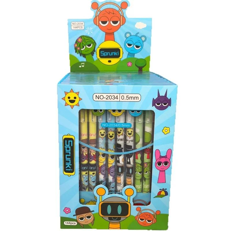 6/12/144Pcs/Box Sprunki Cartoon Erasable Pen Blue Black Ink Magic Gel Pen School Office Writing Stationery Supply Student Gift 6