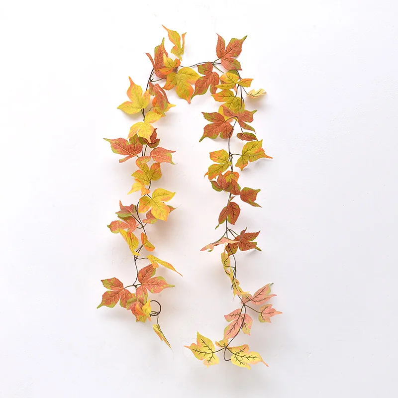 2.3M Artificial Silk Maple Leaves Vine Garland Artificial Maple Hanging Colorful Autumn Leaves Rattan Home Garden Decoration